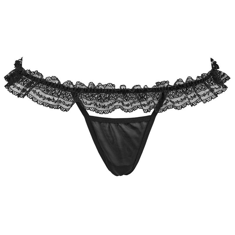KOOSSOASIS Lace Edge Hollow Mesh Low Waist Thong Sexy T Pants Female Black Japanese Single Free To Take Off Cotton Crotch Two_voghion.com