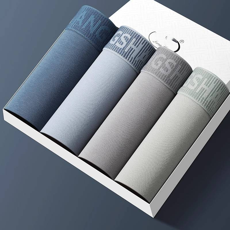 Boxer da uomo in puro cotone, tinta unita, comodi e traspiranti, alla moda per ragazzi, a vita media._voghion.com