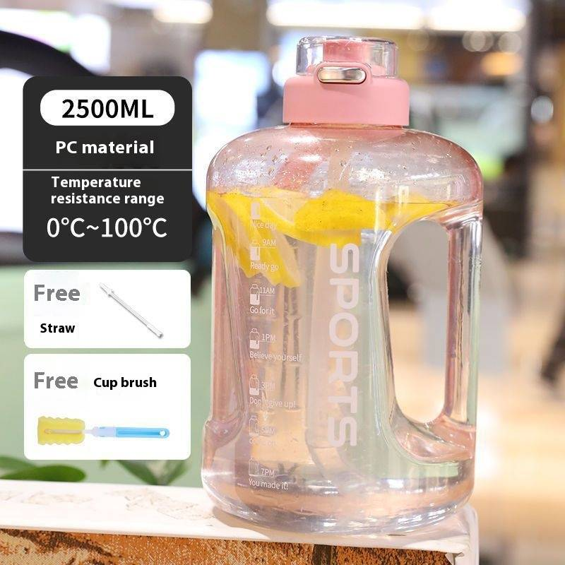 1.6L/2.5L/4L Large Capacity Sports Water Bottle – BPA-Free PC, Leak-Proof, With Carry Handle & Bonus Accessories (Brush, Strap, Straw)_voghion.com