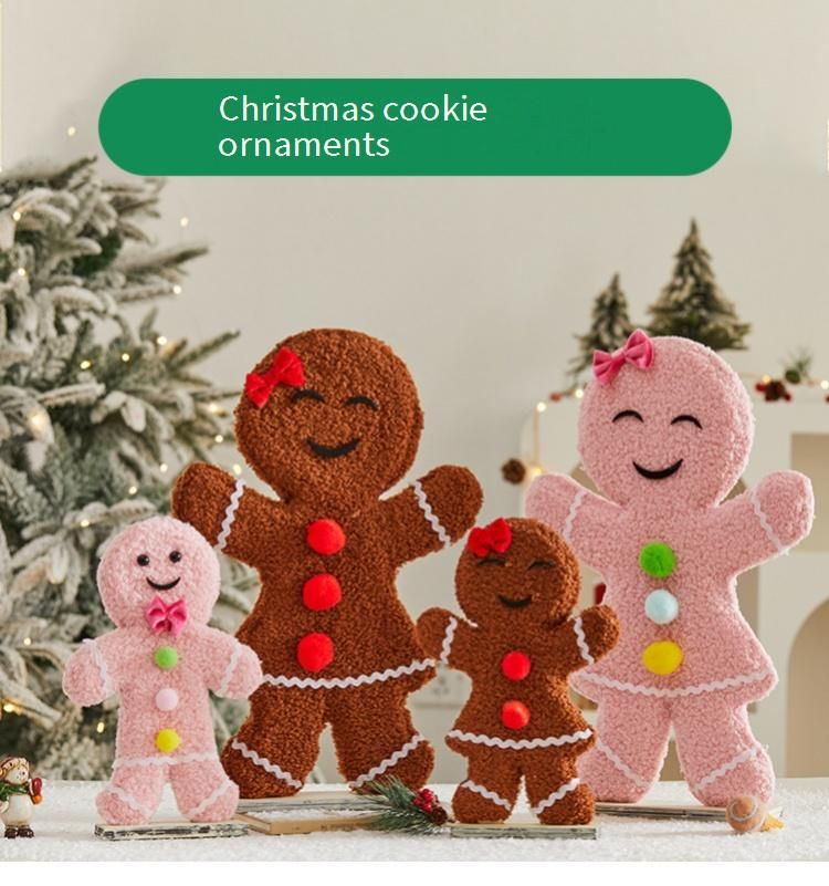 Wooden Christmas Cookie Figurines – Festive Tabletop Decor (2 Sizes, Pink & Brown, Multi-Style Holiday Display)_voghion.com