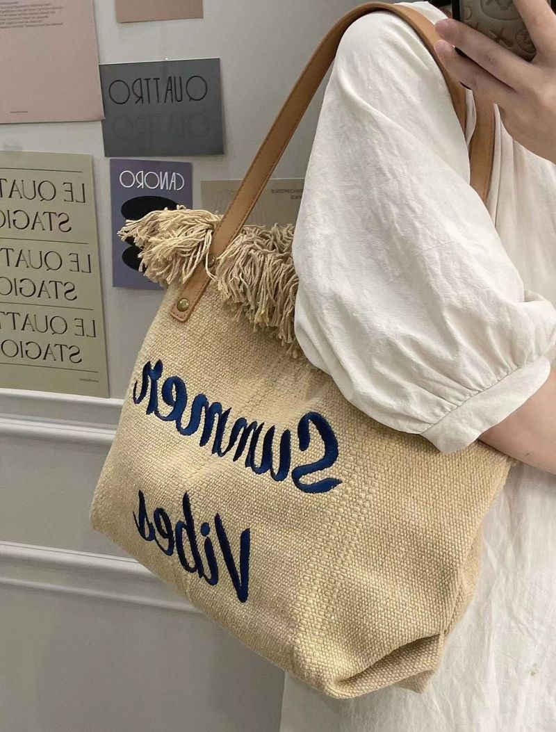 Neue Strand-Reisehandtasche, modisch, einfache Quaste, große Kapazität, Umhängetasche für Mama, neue Flut_voghion.com