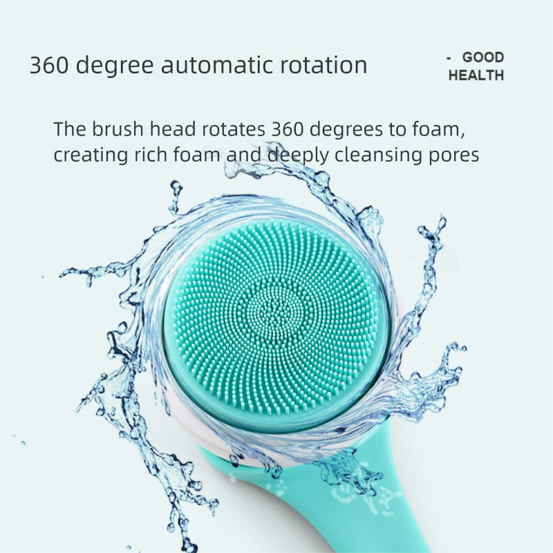 Elektrische wasserdichte Badebürste mit langem Griff, vollautomatischer Massage-Silikonwäscher_voghion.com