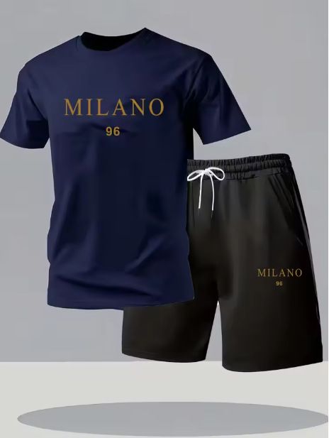 Completo da allenamento traspirante da uomo in 2 pezzi: maglietta e pantaloncini leggeri ad asciugatura rapida per palestra, corsa e sport estivi_voghion.com