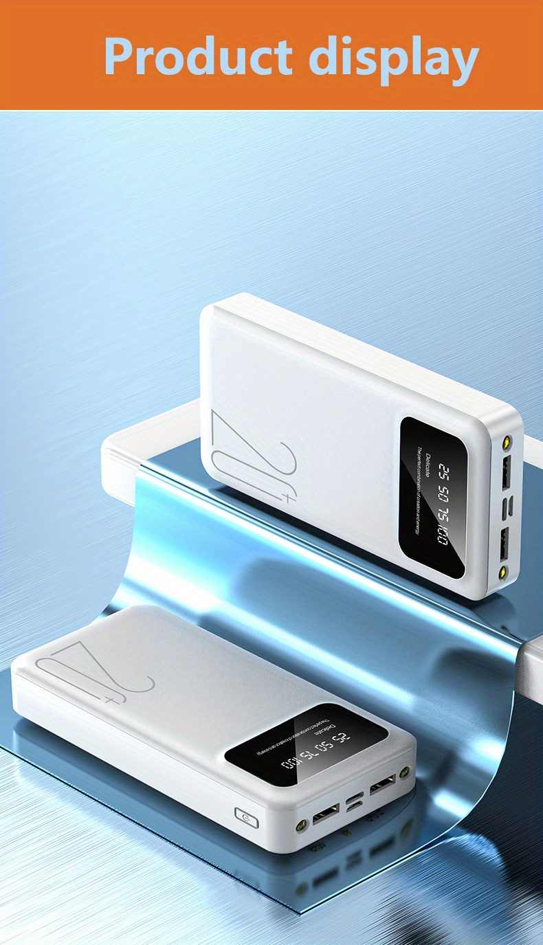 10000/20000 MAh High-capacity Portable Power Bank, 5V2.1A Portable USB Charger, Compatible With Android/iPhone Devices_voghion.com
