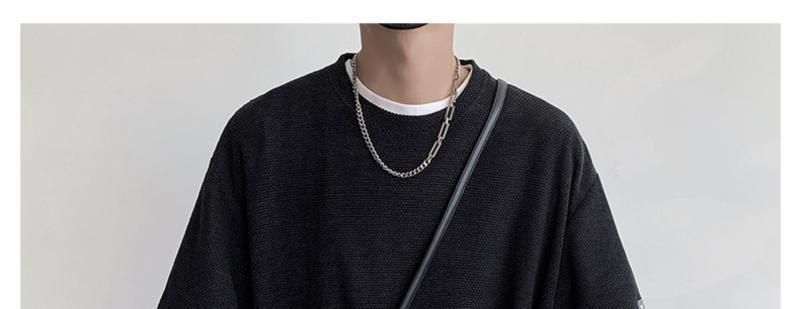 Herrenbekleidungslabel, gestricktes, kurzärmeliges Design, Cleanfit-T-Shirt mit fünf Ärmeln für Herren_voghion.com