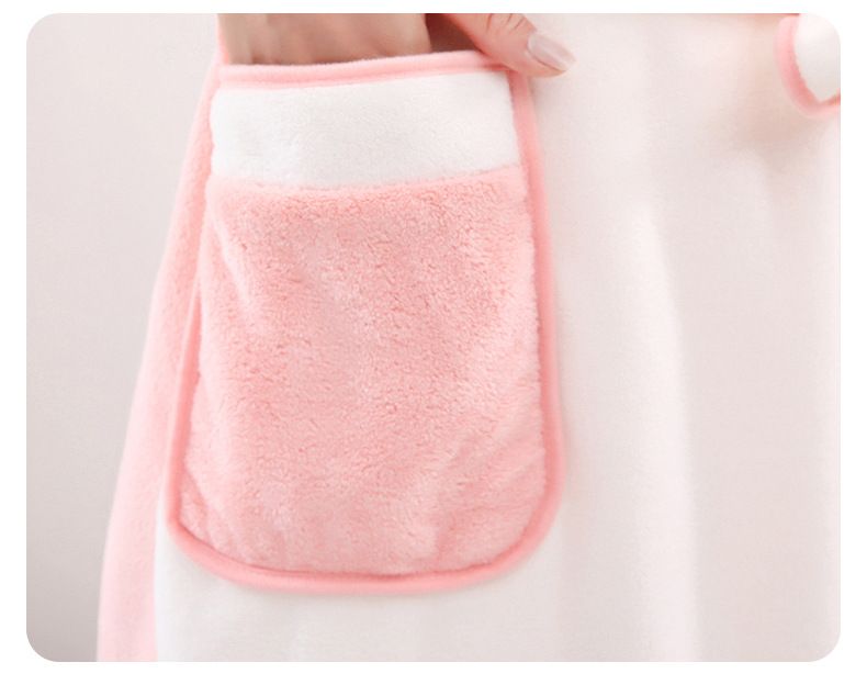 Namų tekstilė Plonas Kontrastingas Spalva Mikro Fleece Chalatas Pliušinis Long Spa Chalatas Sugeriantis chalatas_voghion.com