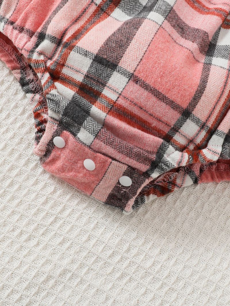 Kids’ Clothing Ins Girls' Sleeveless Stitching Plaid Triangle Romper_voghion.com