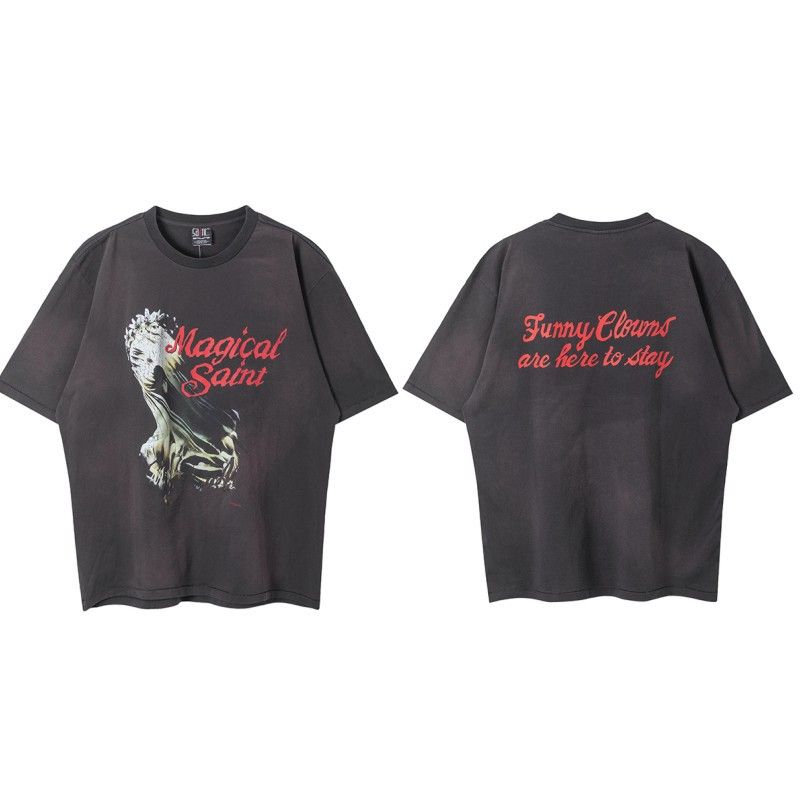 Marchio alla moda in stile americano Saint Michael, maglia a maniche corte unisex per coppie, strato di base estivo FOG High Street Ins_voghion.com