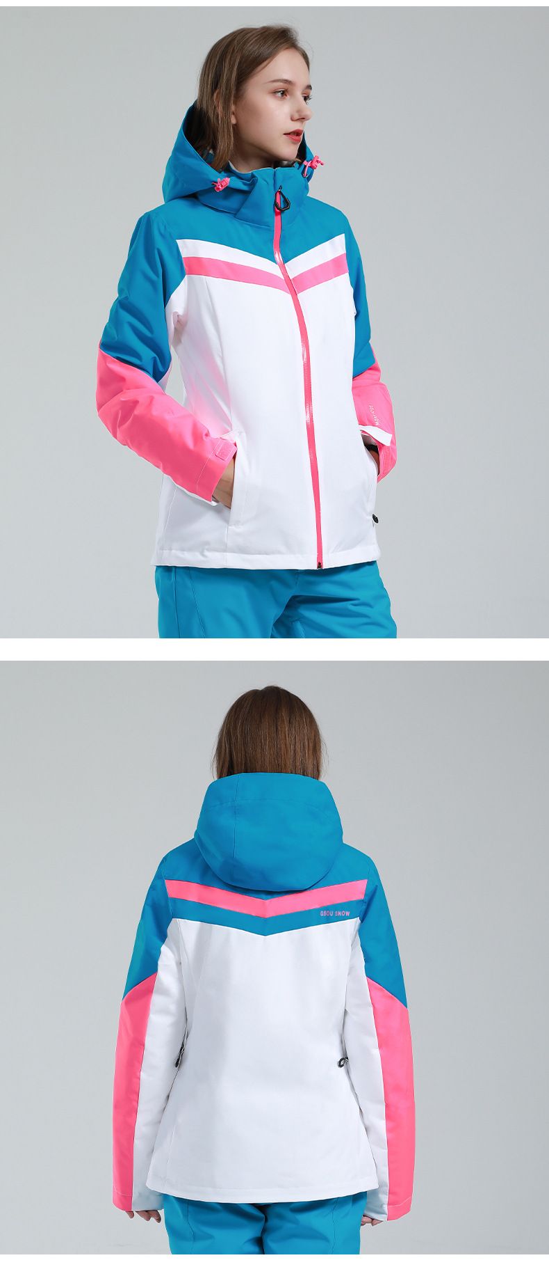 New Fashion Color Matching Outdoor Top Snow Jacket_voghion.com