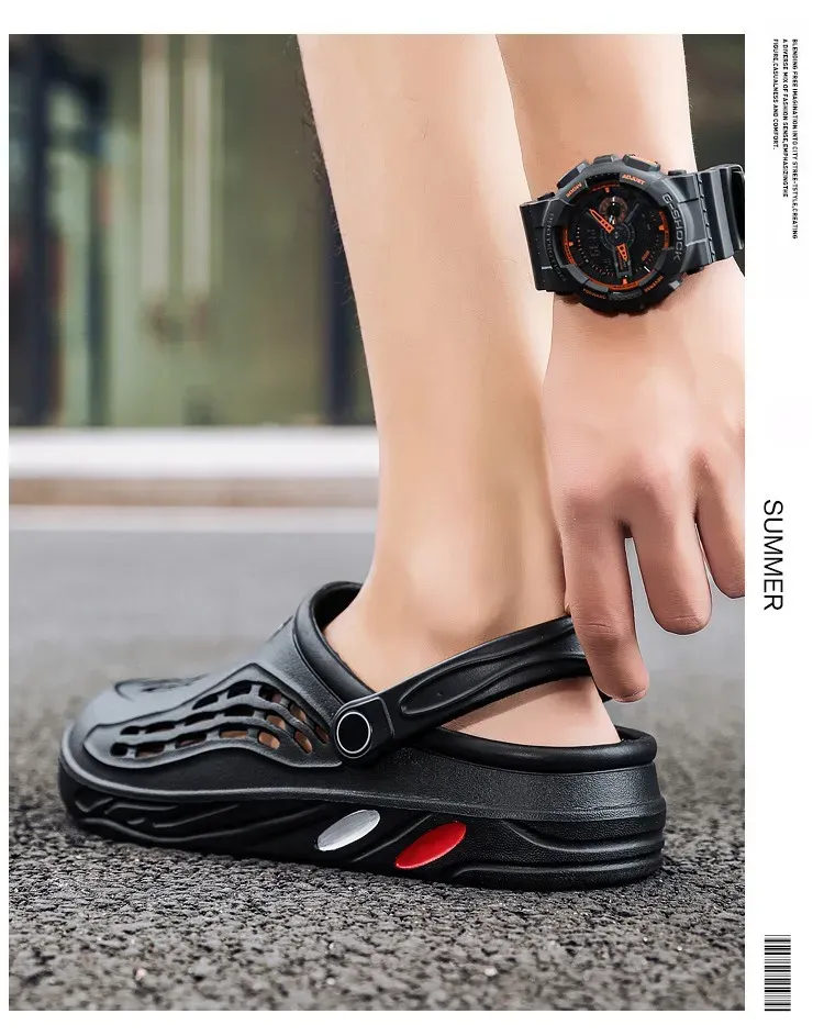 Sandali piatti da uomo, zoccoli estivi, pantofole da giardino in EVA, scarpe con plateau, sandali da spiaggia, coppia, interni, casa, morbidi, da bagno, 49_voghion.com