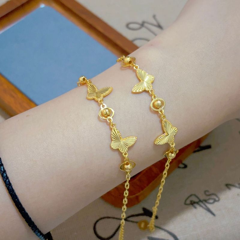 Shajin Double Butterfly Love Bead Bracelet Donna Oro Acquista Stesso Stile Ragazza Flash Elegante Tutto-fiammifero Regalo di Gioielli di Alta Qualità_voghion.com