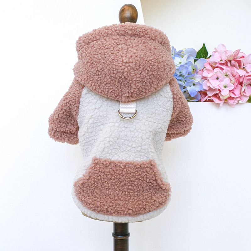 Pet Clothes Autumn and Winter New Warm Fleece Korean Style Sweater Warm Color Cold-resistant Lamb Fleece Traction Sweater_voghion.com