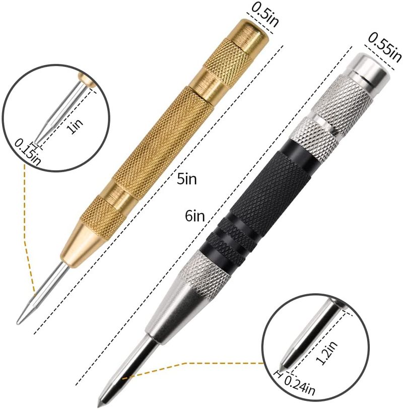 Automatinis centrinis perforatorius Automatinis metalo perforavimo įrankis Medienos apdirbimo įrankiai Pakrautas žymeklis Medienos kaltas stalių dailidės įrankis_voghion.com