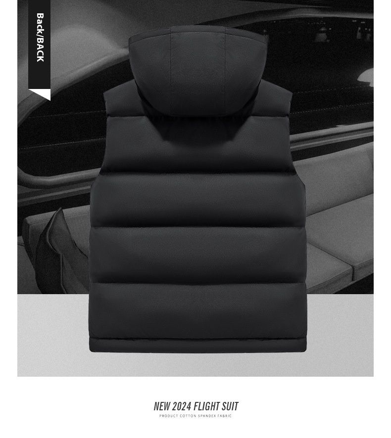 Youth detachable hat, thickened warm vest, high-quality windproof fashionable men's top, autumn and winter trendy brand_voghion.com