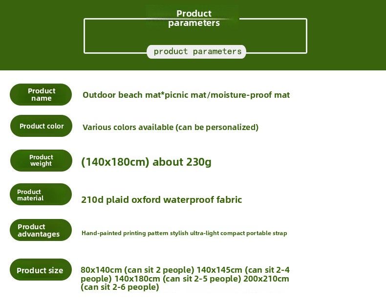 Tapis de sol léger et compact pour camping en plein air, pique-nique, tissu Oxford résistant à l'usure, imperméable et résistant à l'humidité_voghion.com