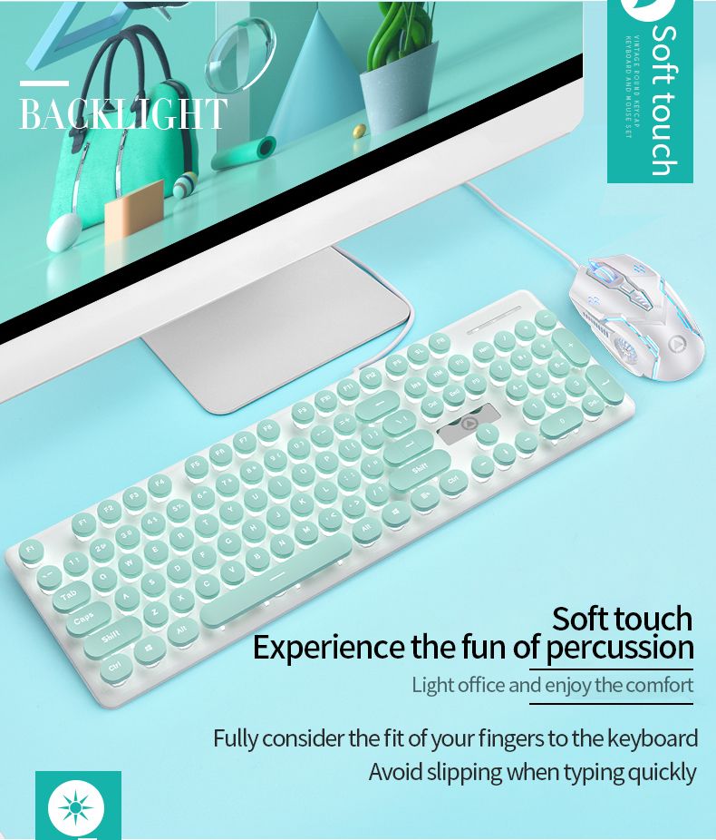 Ensemble clavier et souris de jeu Punk en trois pièces avec écouteurs, claviers lumineux, souris 3200 DPI, casque, ordinateur_voghion.com