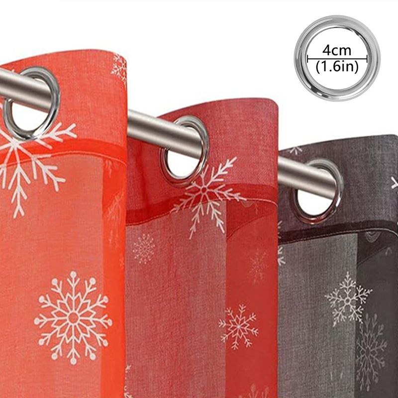 Curtains Christmas Snowflake Sheer Curtains Colorful Digital Print Voile Window Drapes With Ring Top Ready To Hang_voghion.com