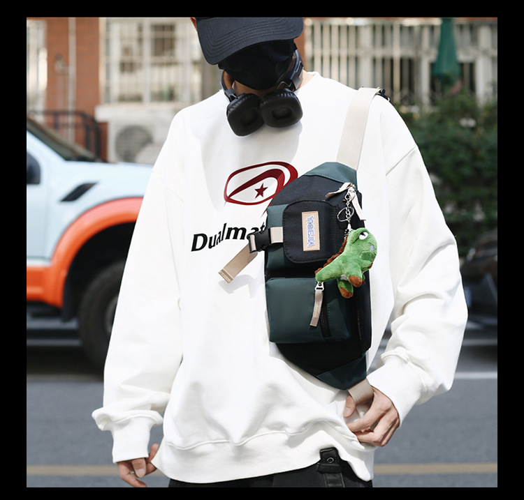 Autumn and winter new men's chest bag, color-blocked fashion student lightweight crossbody bag, Ruiying outdoor sports belt bag_voghion.com