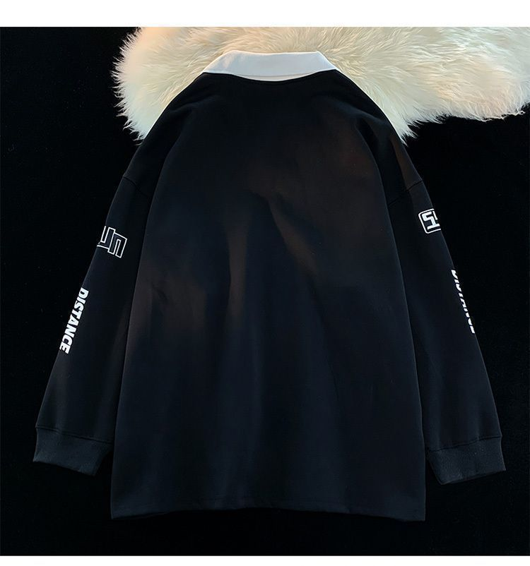 Sudadera con capucha retro americana para hombre, camisa polo de marca de moda, traje de carreras con solapa de manga larga, top de tendencia, primavera y otoño 2024_voghion.com