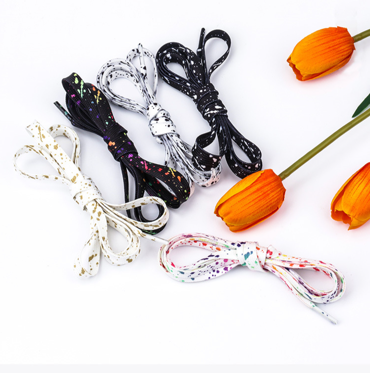 Ink-splashed shoelaces Men's and women's flat fit LACES rope canvas shoes board shoes_voghion.com