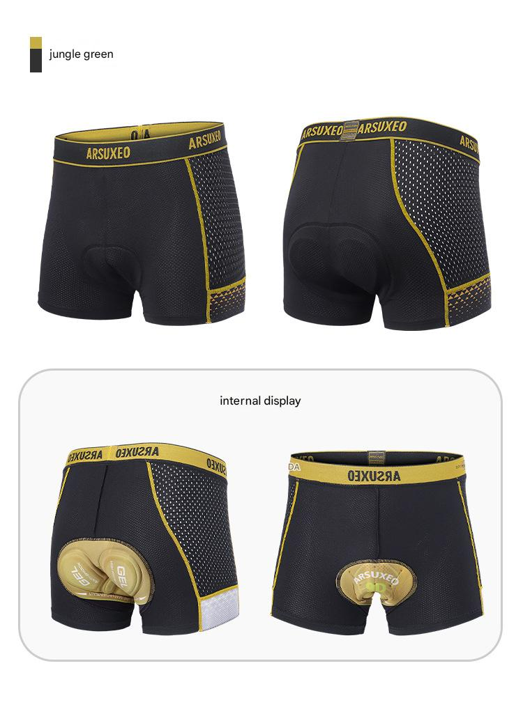 NOKO-ARSUXEO Sous-vêtements de cyclisme pour hommes, vêtements de cyclisme, maille à angle plat, respirant, séchage rapide, coussin en silicone épais absorbant les chocs 002C_voghion.com