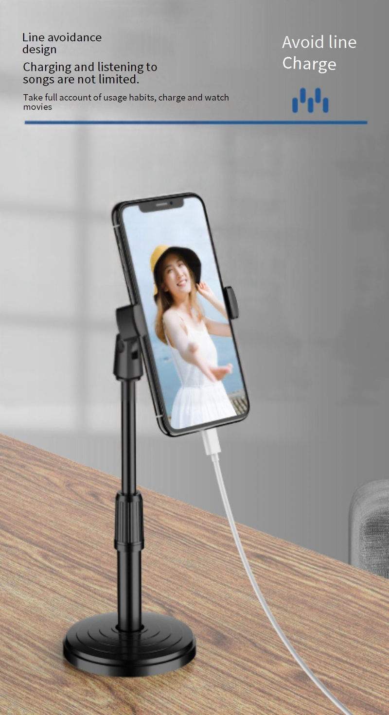 Universal Phone Stand Holder With Adjustable Arm, 360° Rotatable Base For Desk, Live Streaming, Video Calls & Hands-Free Viewing_voghion.com