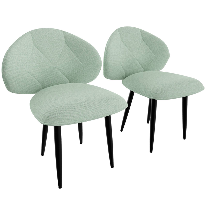 2er-Set moderne Esszimmerstühle – breite Rückenlehne, weicher Stoffbezug und stabile Metallbeine für Küche und Esszimmer (Hellgrün)_voghion.com