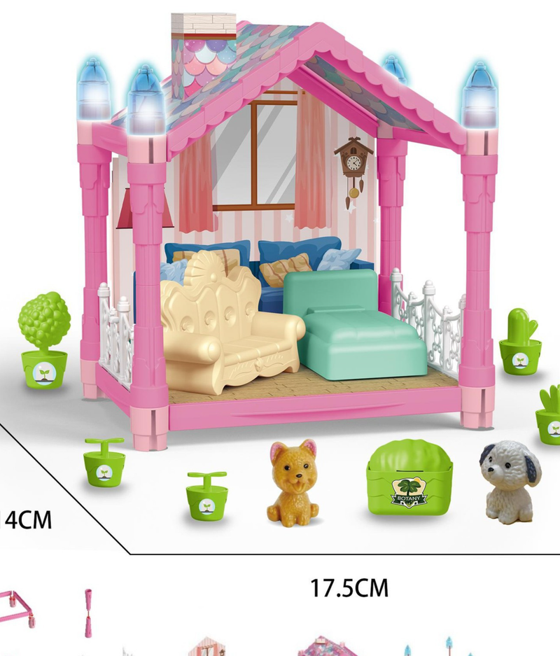 "Glow-in-the-Dark DIY Princess Castle Building Blocks Toy Set – Creative Playhouse For Girls With LED Lights, Christmas Gift_voghion.com