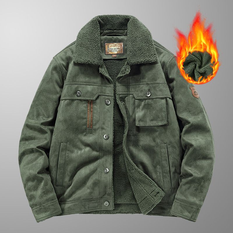 Men's Suede-Look Winter Coat – Plush Thickened Cotton & Wool Blend | Black/Grey/Khaki/Army Green/Caramel | M-5XL | Workwear & Casual Style_voghion.com