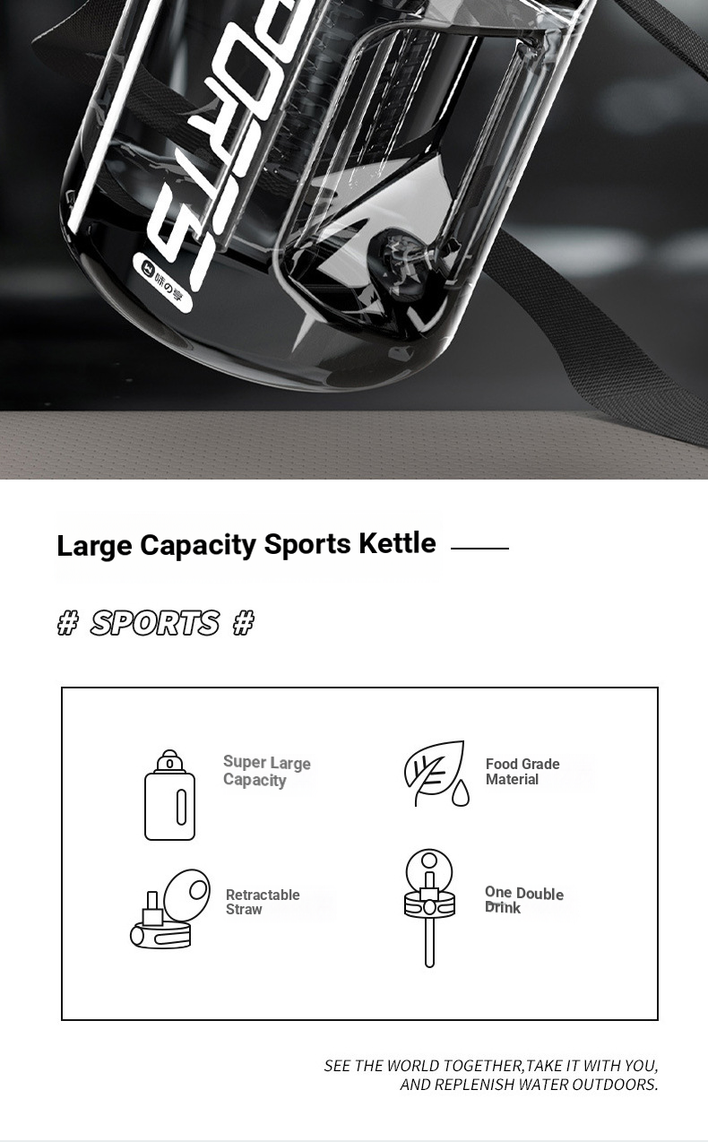 Tazza d'acqua di grande capacità, per uomo e donna, portatile, per sport, fitness, pancia, Dundong, secchio, tazza spaziale in plastica_voghion.com