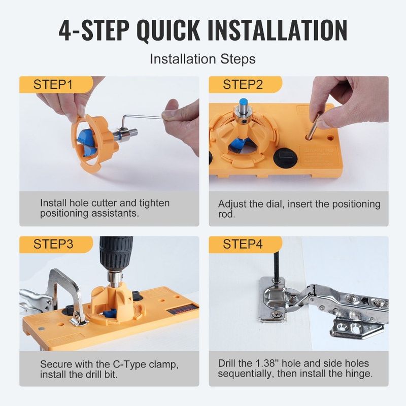Jig Jig And Drill And Accessories Steel Material Hinge PA66 Clamp Hinge Accurate Nylon Concealed With Cabinet CType Hinge Jig_voghion.com