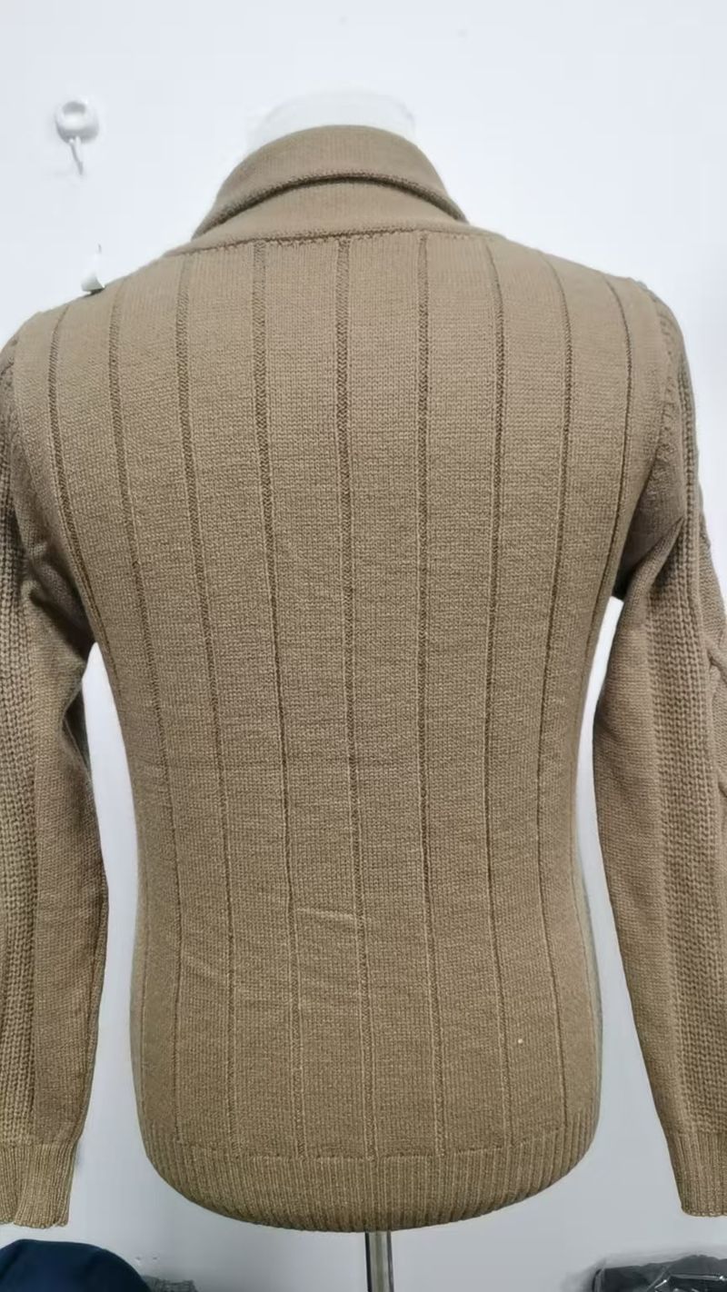 Heren Diamond Knit Cardigan Slim Fit Trui - Lange Mouw Omslagkraag Trui Voor Herfst/Winter - Acrylmix Warm Casual & Business Casual_voghion.com