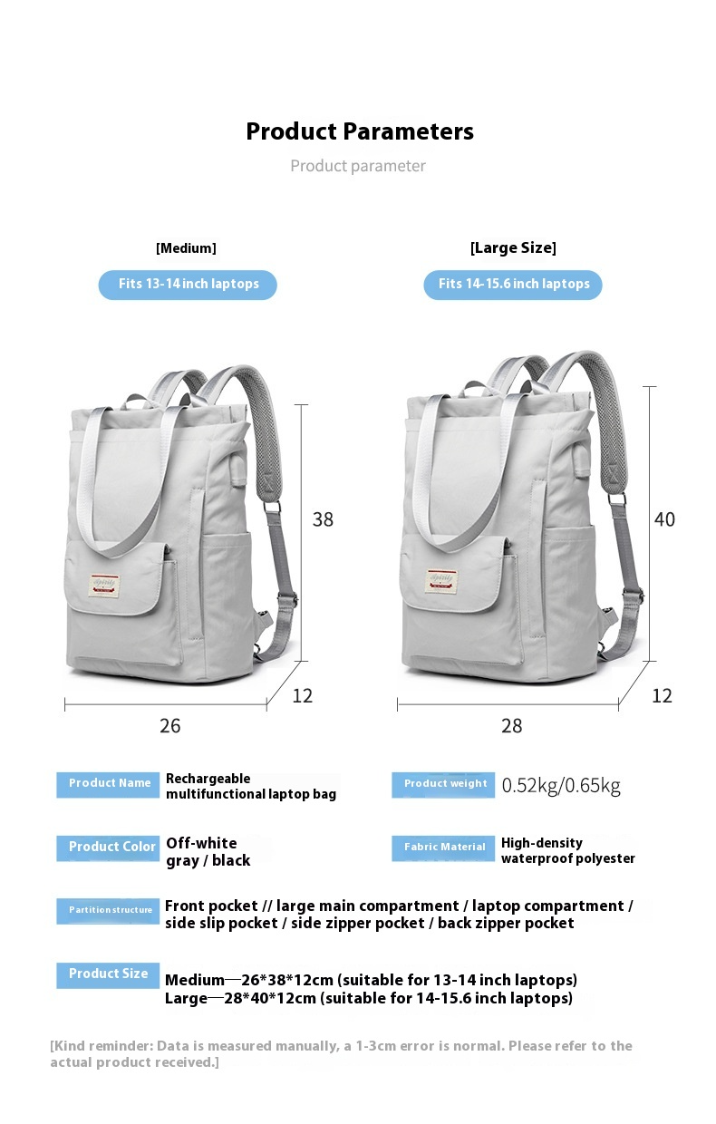 Bolsa para computadora multifunción recargable con puerto USB, resistente a golpes e impermeable, apta para portátiles de 14 y 15,6 pulgadas._voghion.com