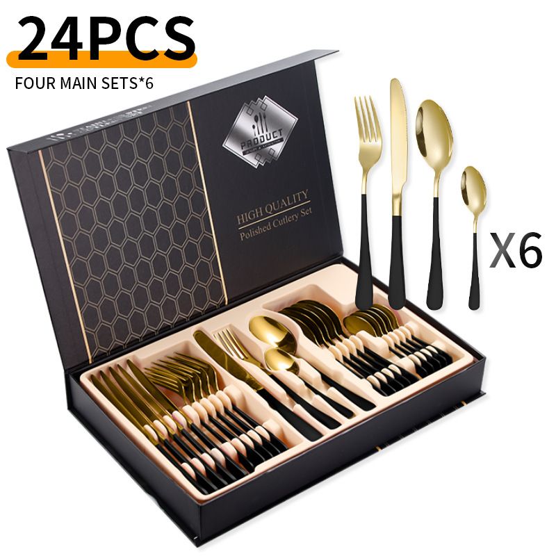 Viral 1010 Series 24-Piece Titanium Cutlery Set - Premium Stainless Steel Knives Forks & Spoons In Trendy Flip-Top Box_voghion.com