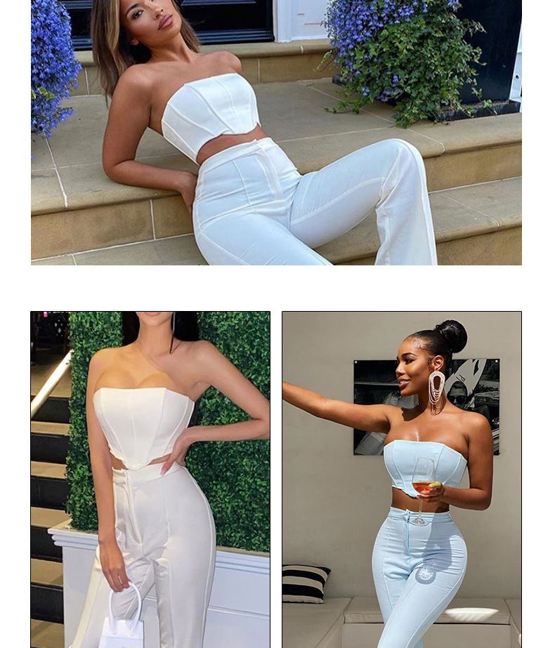 Top de tubo sexy para mujer, traje de pantalón y top adelgazante hasta la pierna, moderno y versátil, sexy de alta gama_voghion.com