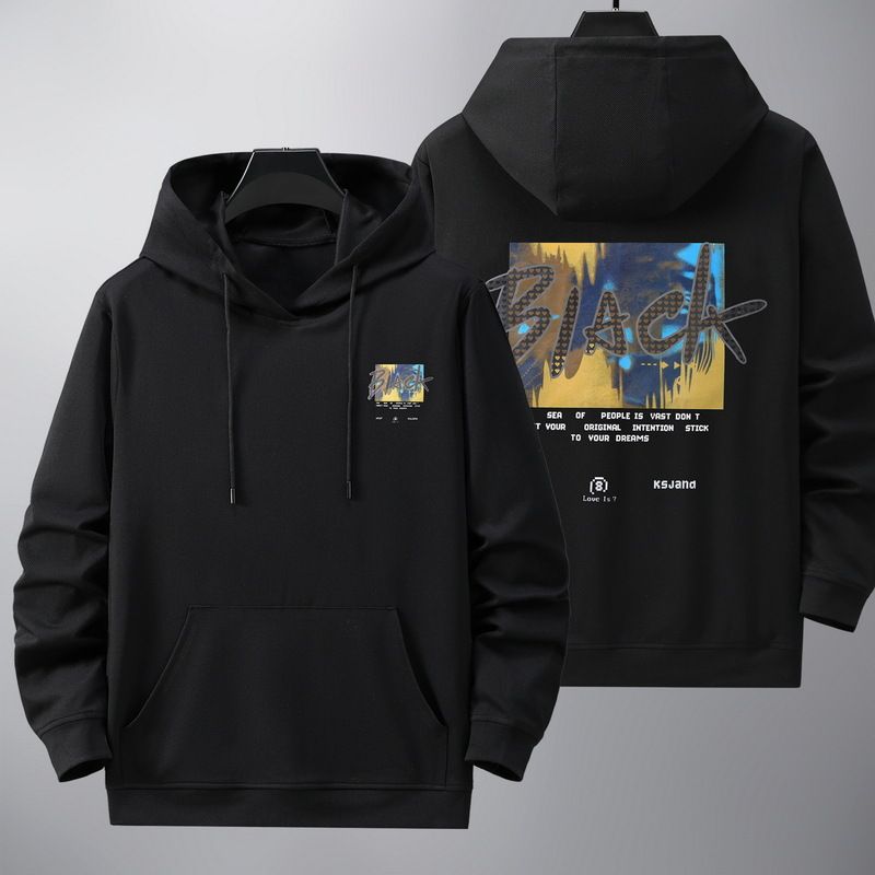 Herrenbekleidung Übergröße Langarm-T-Shirt Herren Frühlings- und Herbststil Bedrucktes Kapuzen-Sweatshirt Herren Übergröße Fat Trend Lose Jacke_voghion.com