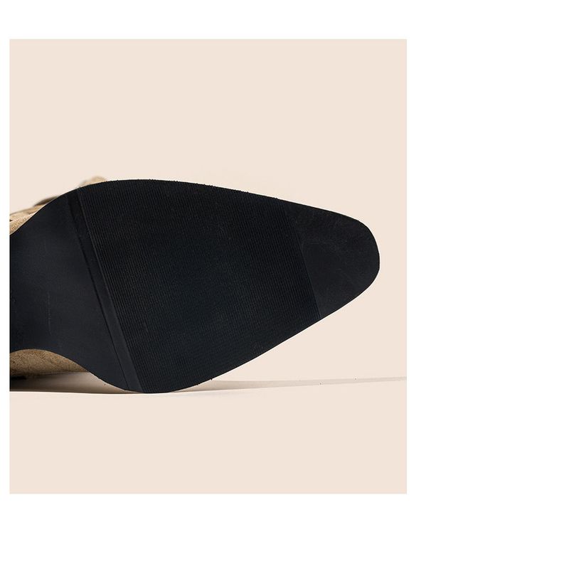 Fall/Winter New Pleated Suede Chunky Heel Boots Knee-High Women's Boots Stylish And Versatile_voghion.com