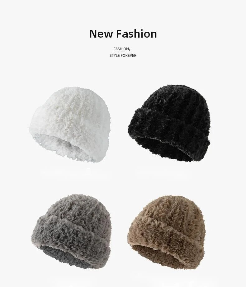 Grand bandeau chaud en peluche pour enfants, protection des oreilles d'hiver, ample, empilé, polyvalent, tricoté, visage montrant un petit chapeau en laine, nouvelle collection automne et hiver_voghion.com