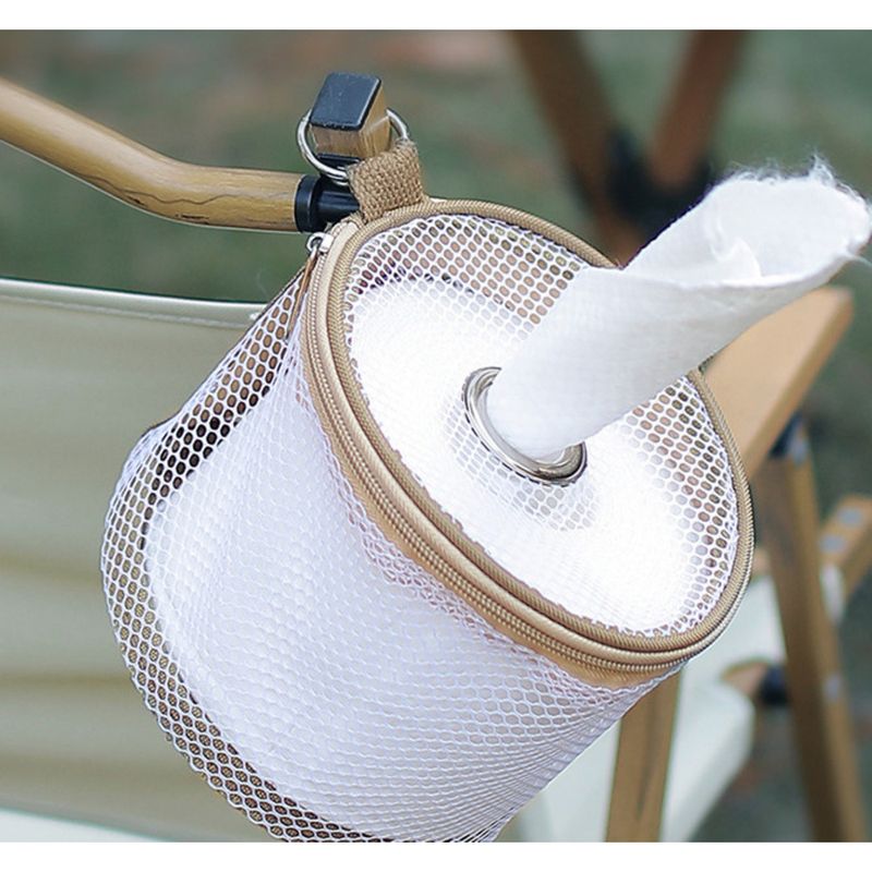 Outdoor-Netzrolle Handtuch Auto tragbare Box, Camping hängende Mesh-Aufbewahrungstasche, Papierröhre_voghion.com