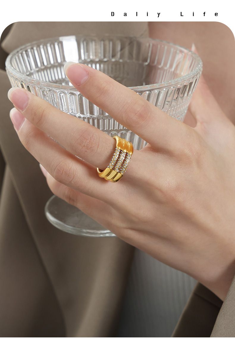 Three-Layer Stacking Ring Titanium Steel Multi-Color Czech Zirconia Jewelry Rings For Women Size 6/7/8_voghion.com
