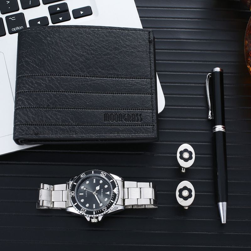 Men's Gift Exquisite Packaging Watch + Pen Wallet Fashionable Simple Combination Set_voghion.com