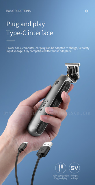 Kemei Hair Liners Clippers Men Beard Trimmer Zero Gapped T-Blade Hair Cutting Machine Cordless Professional Barber Edgers Cutter_voghion.com