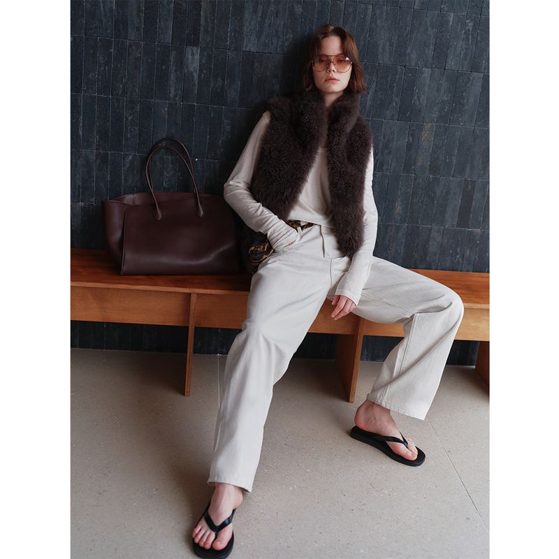 Fox Cashmere Sheepskin Integrated Stand Collar Vest/Coat Short Loose Fur Warm Vest_voghion.com