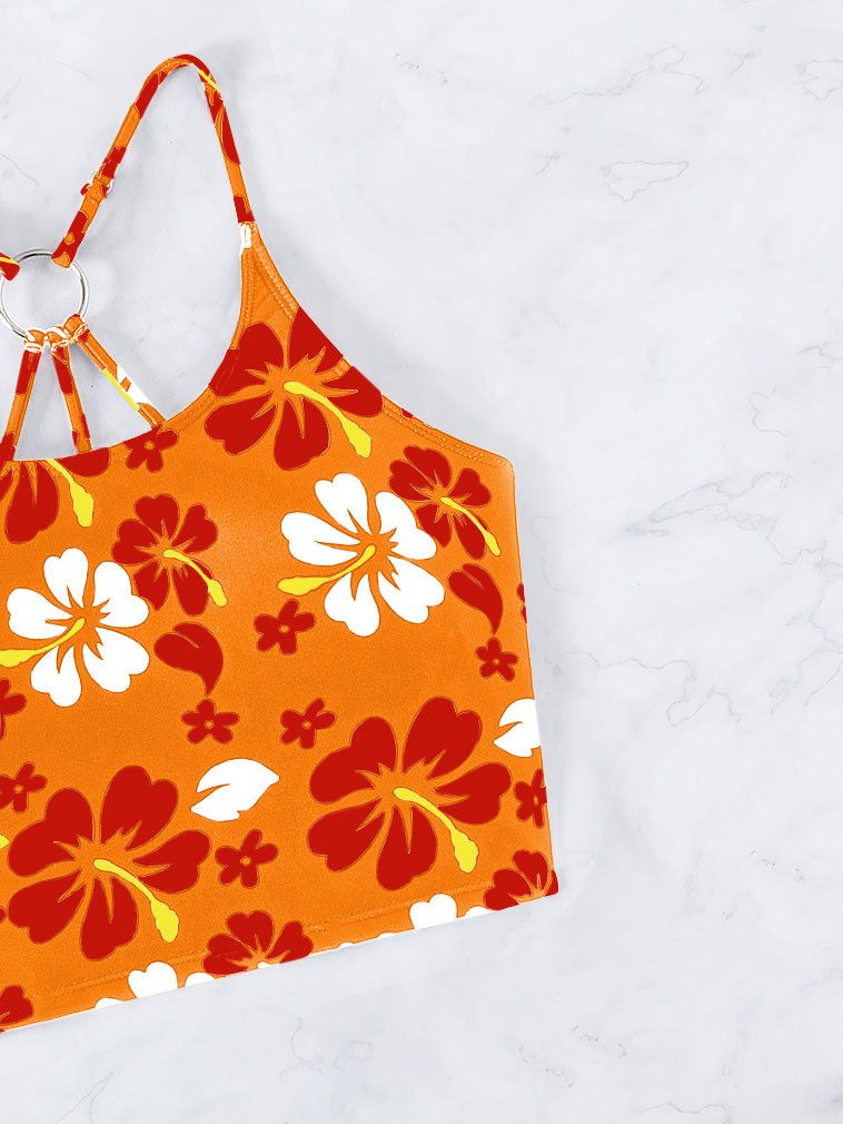 Ženska oblačila Tankini Tisk Boksarice z visokim pasom Konzervativne bikini Razcepljene kopalke Kopalke_voghion.com