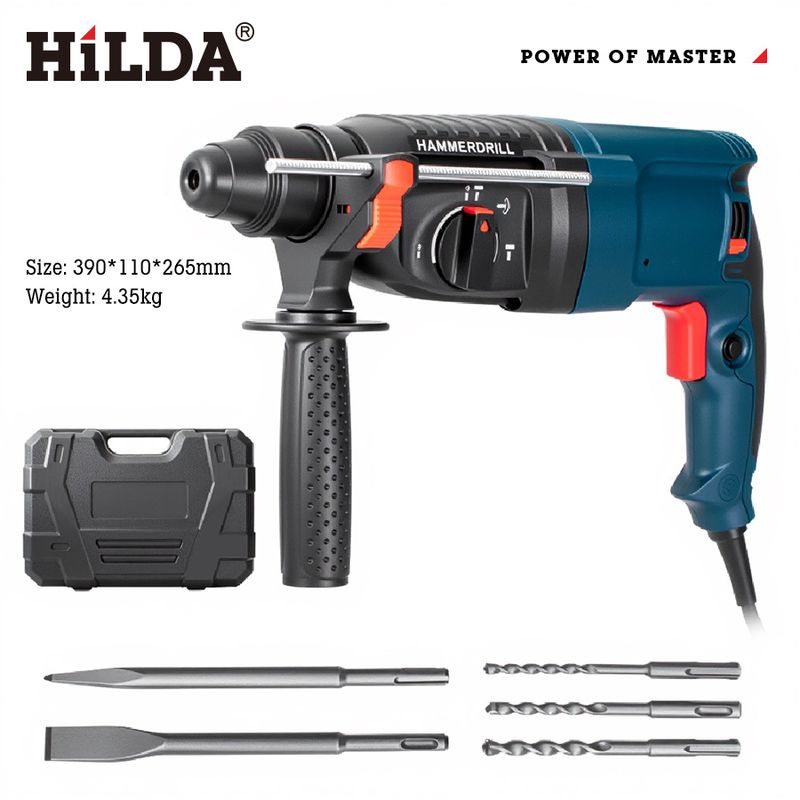 HILDA Electric Hammer Drill With Impact Function For Concrete, Steel & Wood, 850W Power, 3.2J Impact Force, 26mm Max Drilling Diameter, 5100 BPM,_voghion.com