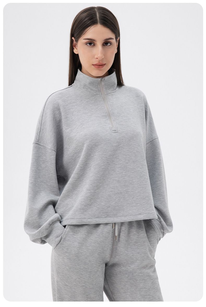 Felpa da donna autunno inverno yoga, comoda e casual, con colletto alto, per corsa, fitness e sport_voghion.com