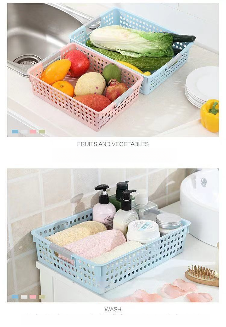 Desktop Thickened Rectangular Plastic Kitchen Bathroom Snack Miscellaneous Storage A4 Toy Organizer Basket_voghion.com