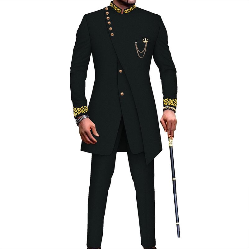 ForMen Dropshipping African Slim Fit Zweiteiliges Set Retro Mittellanger Herrenanzug Grenzüberschreitend_voghion.com