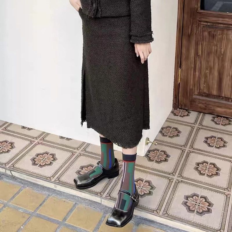 Tide brand color splicing personalized socks dancing sports cloth label medium tube cotton socks_voghion.com