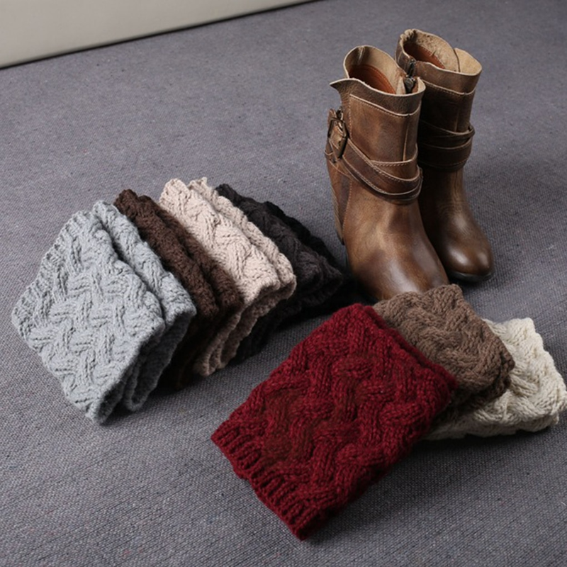 8 Faarwen Damme Strickwärmer Kuerz Manschetten Knäppercher Häkelstiwwel Socken Gestrickte Gamaschen Beenwärmer fir Hierscht Wanter_voghion.com